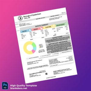 United States Borough Of Quakertown Editable Utility Bill Template in Word and PDF formats