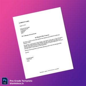 Blank United States COMPANY NAME Income Verification Letter Template (Word/PDF) Document Preview - BlankDocs