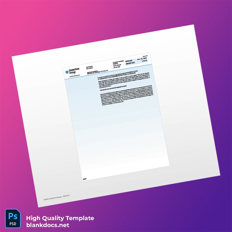 United States CenterPoint Energy Editable Gas Bill Template in Word and PDF formats page 3