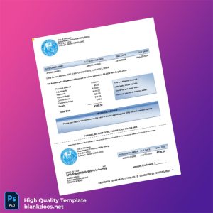 United States City Of Chicago Department Of Finance-Utility Billing Editable Metered Bill Template in Word and PDF formats