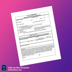 United States City Of Greenfield Editable Auto Pay Authorization Form Template in Word and PDF formats