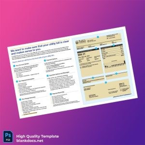 United States City Of Tulsa Editable Utility Bill Template in Word and PDF formats