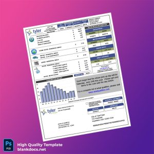 United States City Of TylerTown Editable Utility Bill Template in Word and PDF formats
