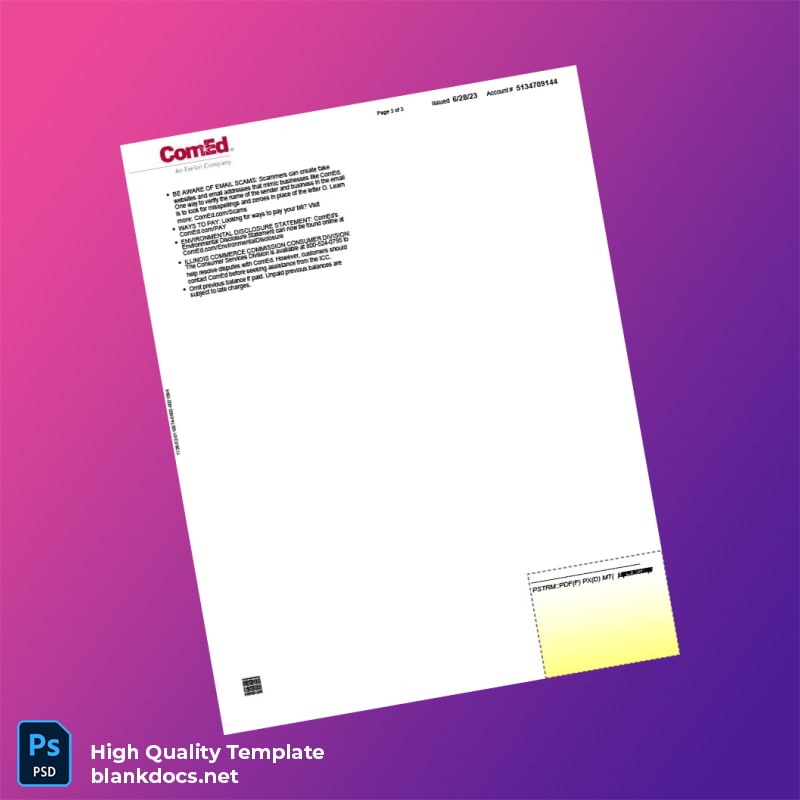 United States ComEd Editable Utility Bill Template in Word and PDF formats page 3