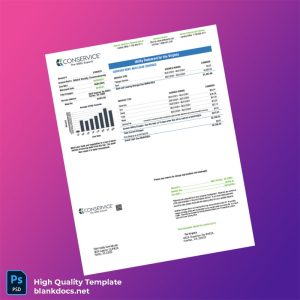 United States Conservice Editable Utility Bill Template in Word and PDF formats
