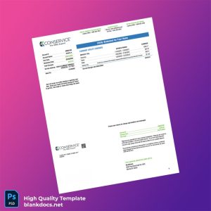 United States Conservice Editable Water Bill Template in Word and PDF formats