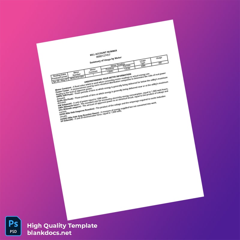 United States ENGIE Resources LLC Editable Utility Bill Template in Word and PDF formats page 2
