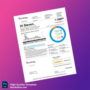 United States Entergy Arkansas LLC Editable Electricity Bill Template in Word and PDF formats