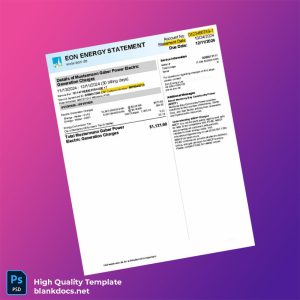 United States Eon Energy Ltd Editable Electricity Bill Template in Word and PDF formats
