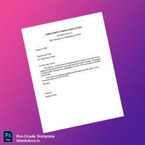 Blank United States Erie Beauty Plus LLC Employment Verification Letter Template (Word/PDF) Document Preview - BlankDocs
