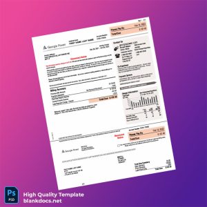 United States Georgia Power Editable Electricity Bill Template in Word and PDF formats