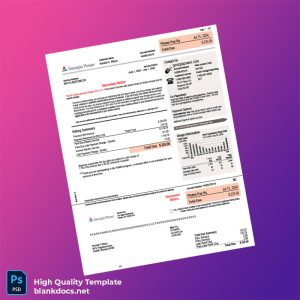 United States Georgia Power Editable Utility Bill Template in Word and PDF formats