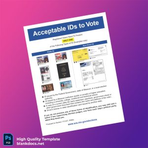 United States Government State Of Missouri Editable Acceptable IDs Template in Word and PDF formats