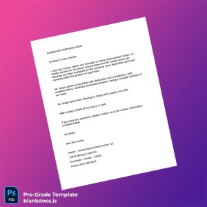 Blank United States Home Improvement Center LLC Employment Verification Letter Template (Word/PDF) Document Preview - BlankDocs