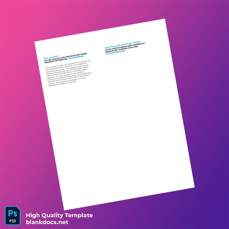 United States JEA Editable Electricity Bill Template in Word and PDF formats page 3