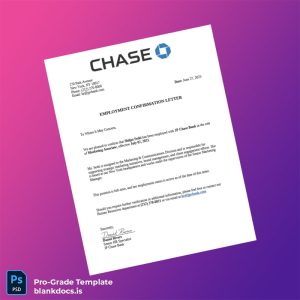 Blank United States JP Chase Bank Employment Verification Letter Template (Word/PDF) Document Preview - BlankDocs
