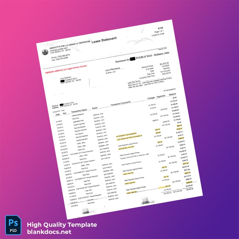 United States King Futt S PFM Editable Utility Bill Template in Word and PDF formats page 2