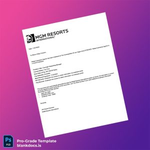 Blank United States MGM Resorts International Employment Verification Letter Template (Word/PDF) Document Preview - BlankDocs