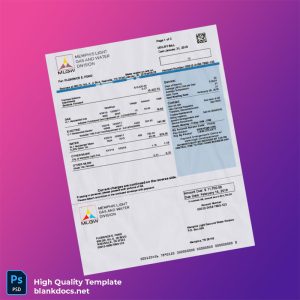 United States Memphis Light Gas And Water Division Editable Utility Bill Template in Word and PDF formats