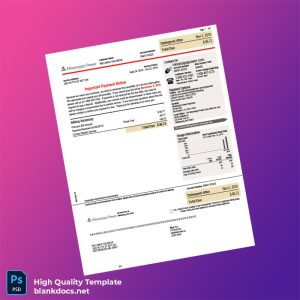 United States Mississippi Power Editable Electricity Bill Template in Word and PDF formats