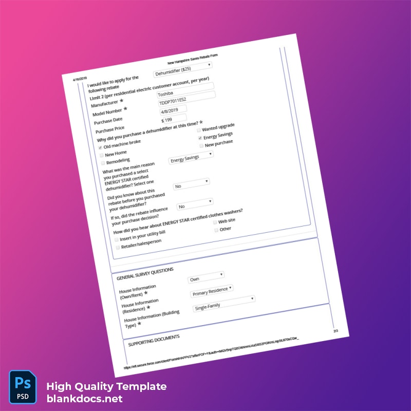 United States NH Saves Energy Federation Inc Editable Rebate Form Template in Word and PDF formats page 2