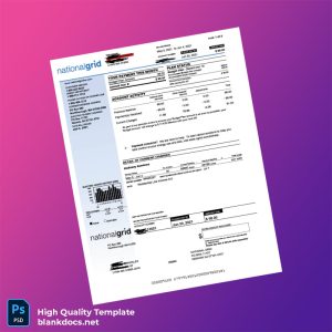 United States National Grid Editable Electricity Bill Template in Word and PDF formats