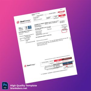 United States Northern States Power Company Editable Utility Bill Template in Word and PDF formats