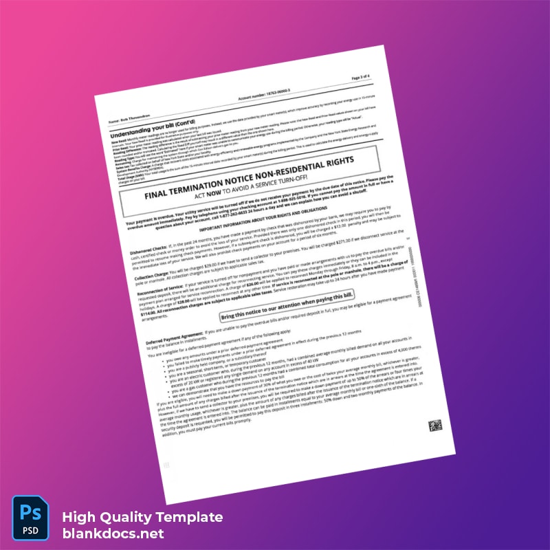 United States Not Specified Editable Utility Bill Template in Word and PDF formats page 3