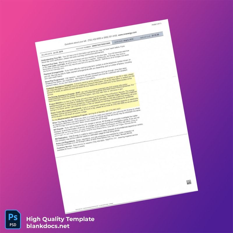 United States Nvenergy Editable Utility Bill Template in Word and PDF formats page 3