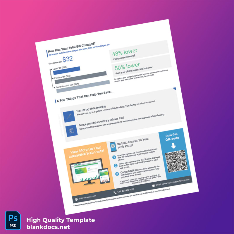 United States OUC Editable Water Bill Template in Word and PDF formats page 2