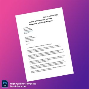 United States Office Of The Ombudsman Editable Complaint Letter Template in Word and PDF formats