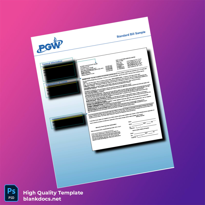 United States PGW Editable Gas Bill Template in Word and PDF formats page 2