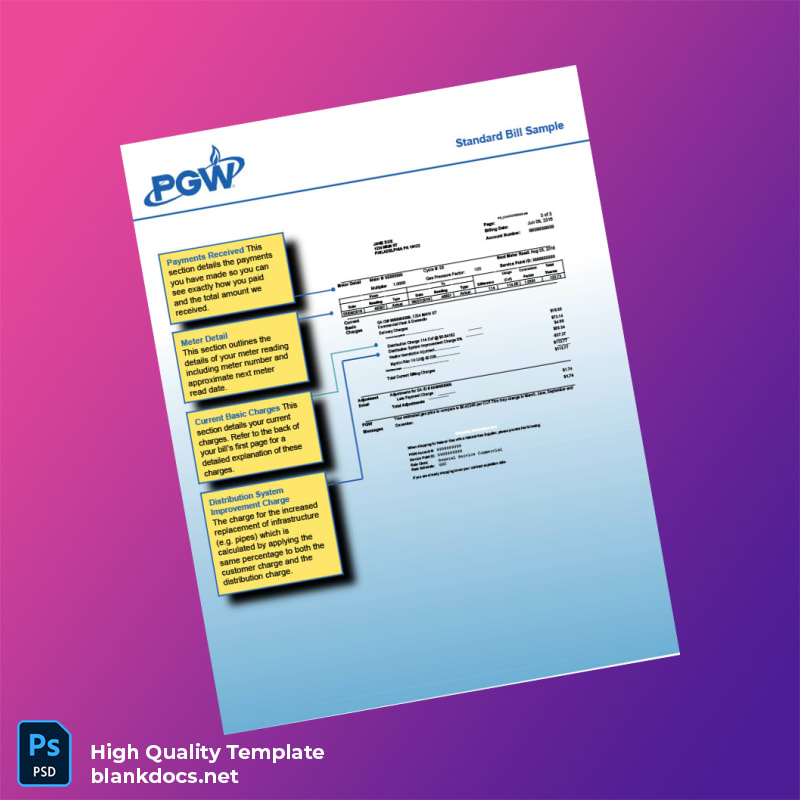 United States PGW Editable Gas Bill Template in Word and PDF formats page 3