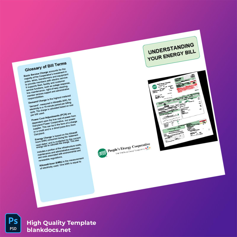 United States People S Energy Cooperative Editable Utility Bill Template in Word and PDF formats page 2