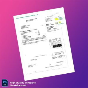 United States Portland General Electric Editable Utility Bill Template in Word and PDF formats