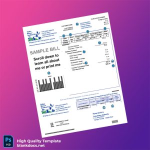 United States Toho Water Authority Editable Utility Bill Template in Word and PDF formats