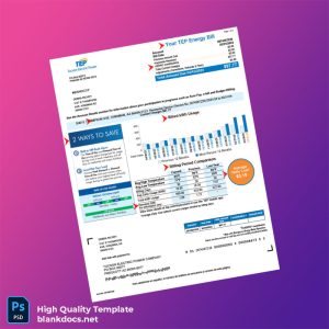 United States Tucson Electric Power Editable Utility Bill Template in Word and PDF formats