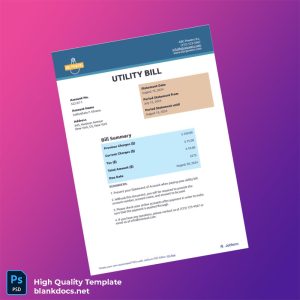 United States Unknown Editable Utility Bill Template in Word and PDF formats
