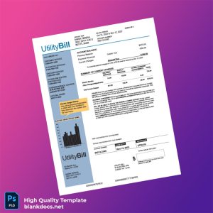 United States Utility Bill Editable Utility Bill Template in Word and PDF formats