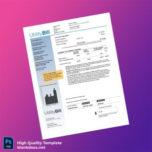 United States UtilityBill Editable Electricity Bill Template in Word and PDF formats