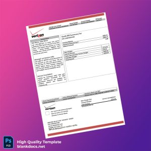 United States Verizon Editable Utility Bill Template in Word and PDF formats