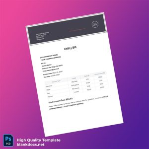 United States YOUR COMPANY NAME Editable Utility Bill Template in Word and PDF formats