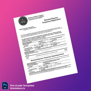Blank Utah Division of Motor Vehicles Temporary Registration Certificate Template (Word/PDF) Document Preview - BlankDocs