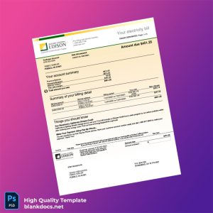 Utility Company Editable Utility Bill Template in Word and PDF formats