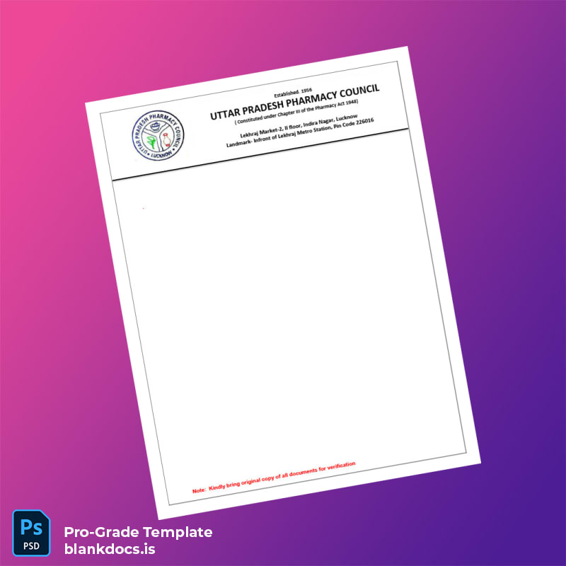 Blank Uttar Pradesh Pharmacy Council Registration Certificate Template in Word and PDF formats page 3 Document Preview