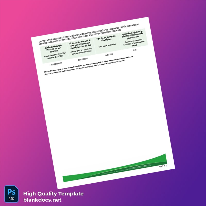 Vietnam Bank Statement Template in Word and PDF formats page 3