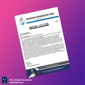 Blank Watershed Organisation Trust Employment Verification Letter Template (Word/PDF) Document Preview - BlankDocs