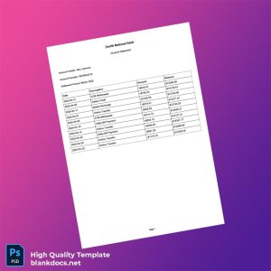 Zenith National Bank Editable Bank Statement Template in Word and PDF formats