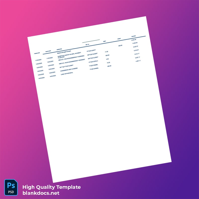 Zimbabwe Nostro FCA Domestic Retail Bank Bank Statement Template in Word and PDF formats page 3