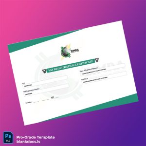 Blank Zimbabwe Zimbabwe Revenue Authority VAT Registration Certificate Template (Word/PDF) Document Preview - BlankDocs